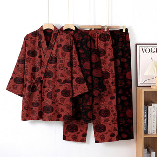 Halloween-Kürbis-Baumwollkimono-Pyjama-Set - image 0