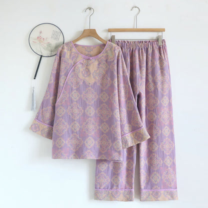 Vintage-Loungeset aus orientalischem Baumwollgaze - Lila - XL - image 0