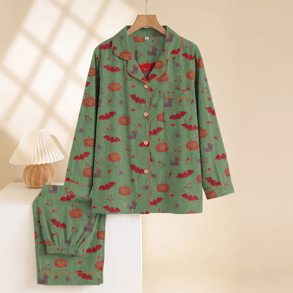 Halloween Kürbis Fledermaus Baumwoll-Loungewear-Set - image 8