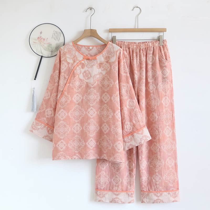 Vintage-Loungeset aus orientalischem Baumwollgaze - Rosa - XL - image 12