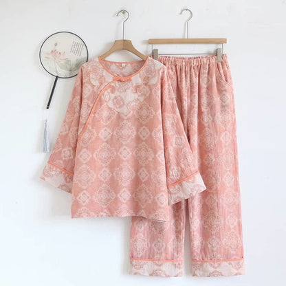 Vintage-Loungeset aus orientalischem Baumwollgaze - Rosa - XL - image 12