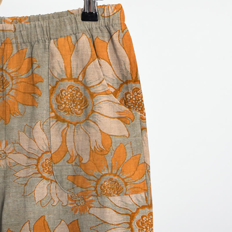 Orientalisches Sonnenblumen-Baumwollpyjama-Set - image 10