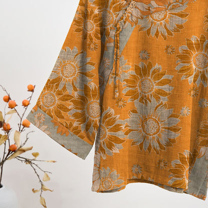 Orientalisches Sonnenblumen-Baumwollpyjama-Set - image 3