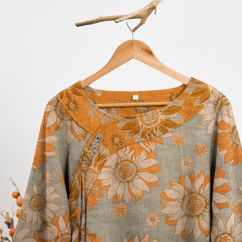 Orientalisches Sonnenblumen-Baumwollpyjama-Set - image 7