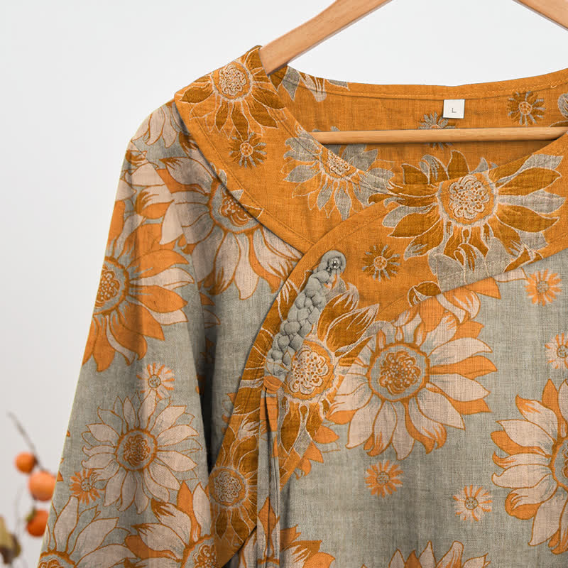 Orientalisches Sonnenblumen-Baumwollpyjama-Set - image 8