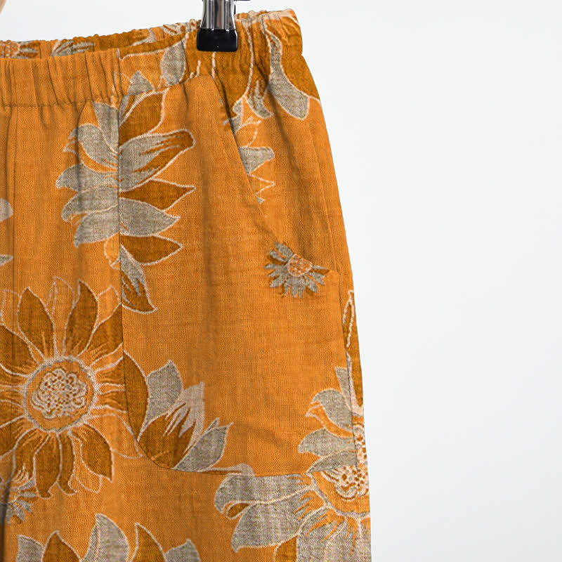Orientalisches Sonnenblumen-Baumwollpyjama-Set - image 4