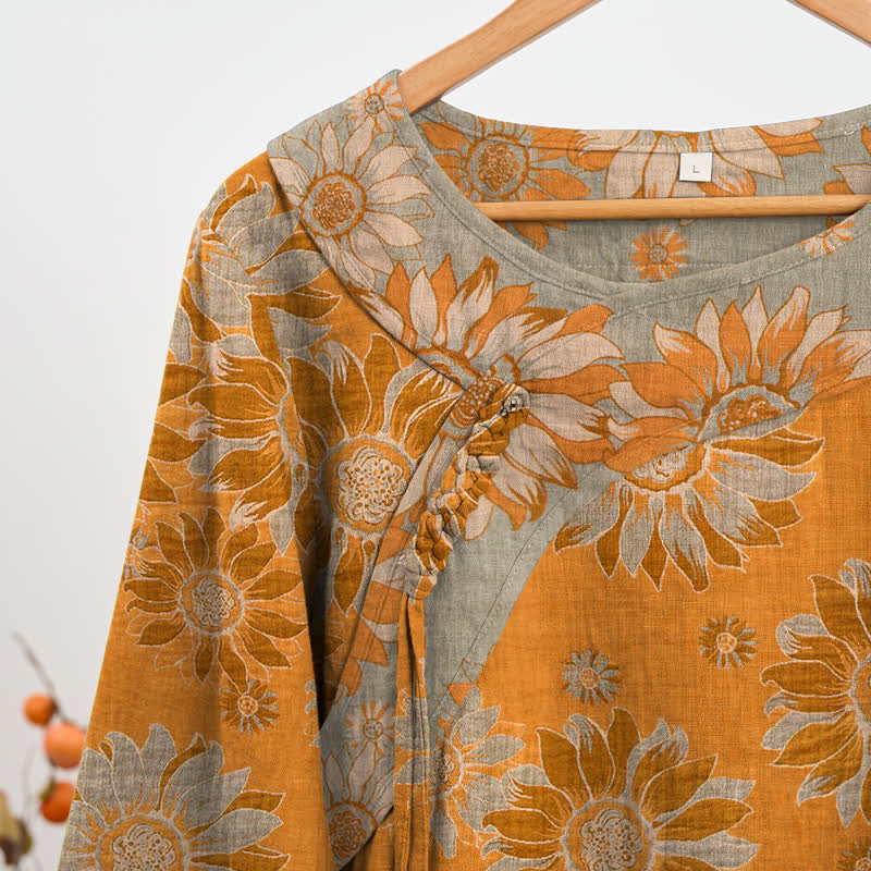 Orientalisches Sonnenblumen-Baumwollpyjama-Set - image 2
