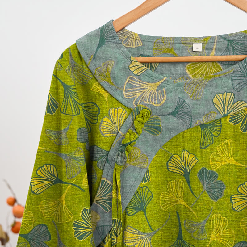 Orientalischer Ginkgoblatt-Baumwollpyjama-Set - image 2