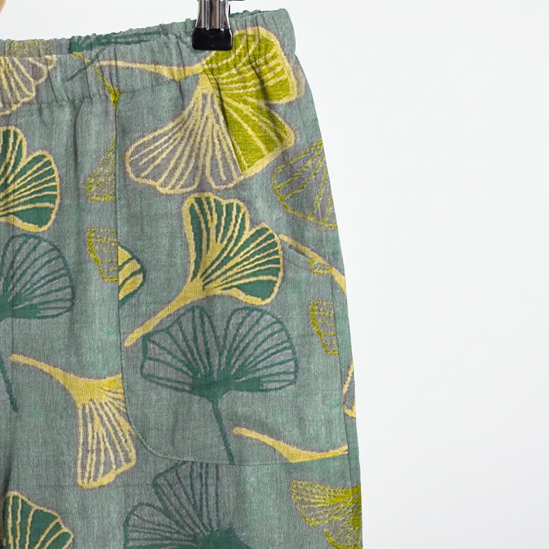 Orientalischer Ginkgoblatt-Baumwollpyjama-Set - image 10