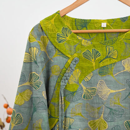 Orientalischer Ginkgoblatt-Baumwollpyjama-Set - image 8