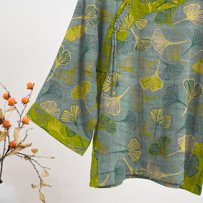 Orientalischer Ginkgoblatt-Baumwollpyjama-Set - image 9