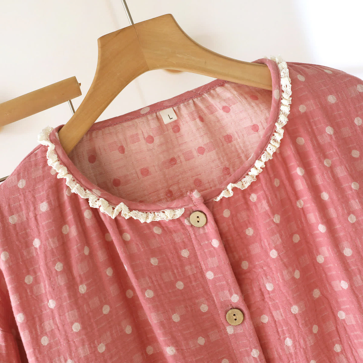Lounge-Set aus Baumwollgaze und Spitze mit Zuckerpunkten - image 3