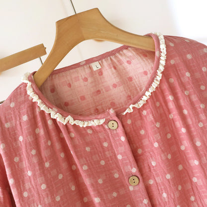 Lounge-Set aus Baumwollgaze und Spitze mit Zuckerpunkten - image 3