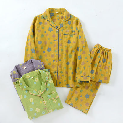 Loungewear-Set aus Baumwolle mit Blumenmuster und Paspelierung - image 0