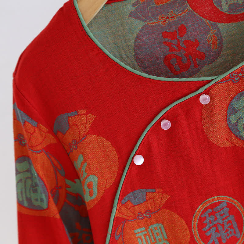 Festlicher roter Baumwoll-Pyjama-Set mit Glücksmotiv - image 2