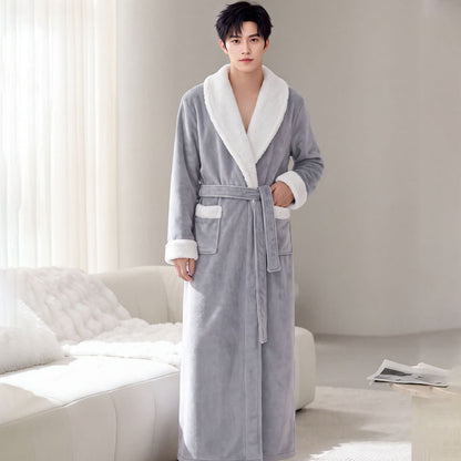 Gemütlicher Fleece-Bademantel mit Schalkragen - Hellgrau - Herren XL - image 6