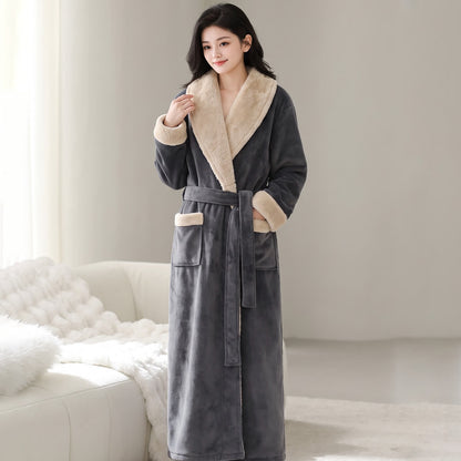 Gemütlicher Fleece-Bademantel mit Schalkragen - Dunkelgrau - Damen XL - image 7