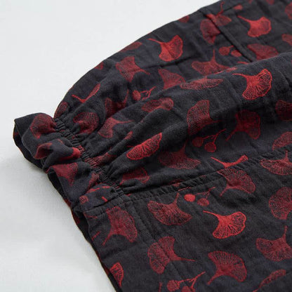 Vintage Haremshose aus Baumwolle mit Ginkgoblatt-Motiv - image 13