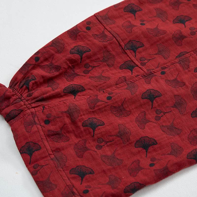 Vintage Haremshose aus Baumwolle mit Ginkgoblatt-Motiv - image 6