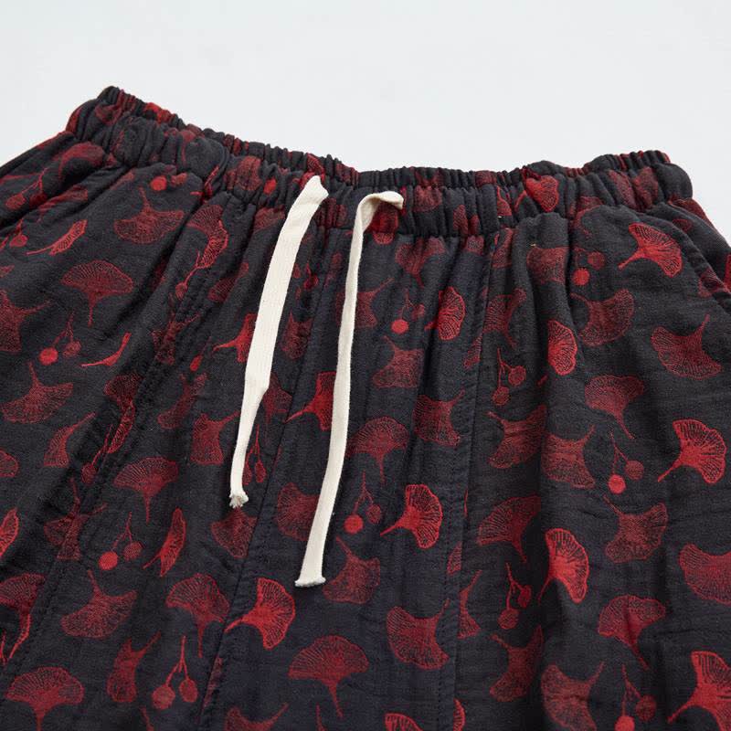 Vintage Haremshose aus Baumwolle mit Ginkgoblatt-Motiv - image 11