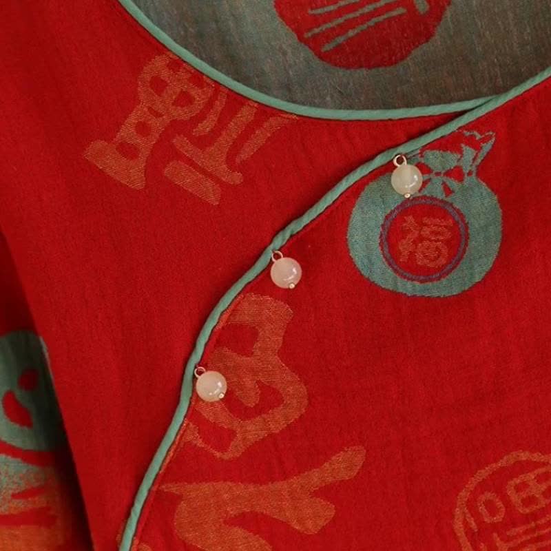 Festliches rotes Baumwollgaze-Pyjama-Set für Paare - image 4