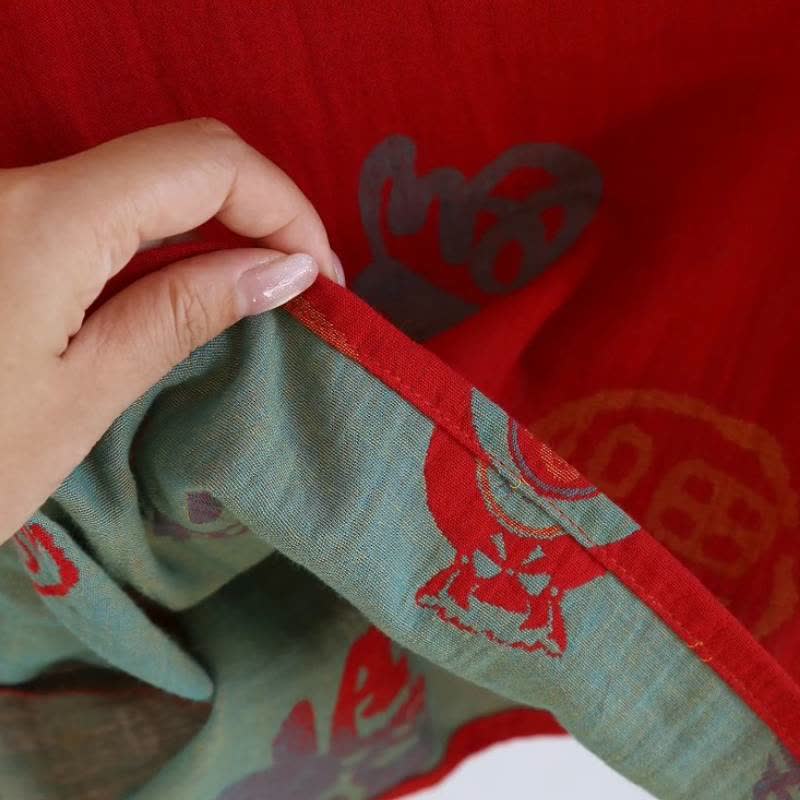 Festliches rotes Baumwollgaze-Pyjama-Set für Paare - image 10