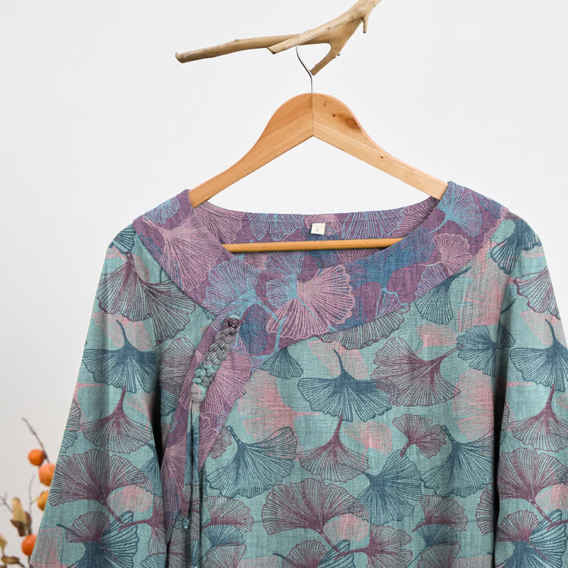 Pyjama-Set im chinesischen Stil mit Ginkgoblatt - image 1