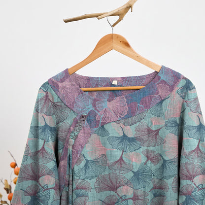 Pyjama-Set im chinesischen Stil mit Ginkgoblatt - image 1