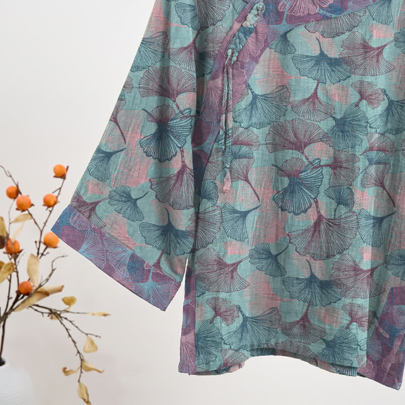 Pyjama-Set im chinesischen Stil mit Ginkgoblatt - image 3