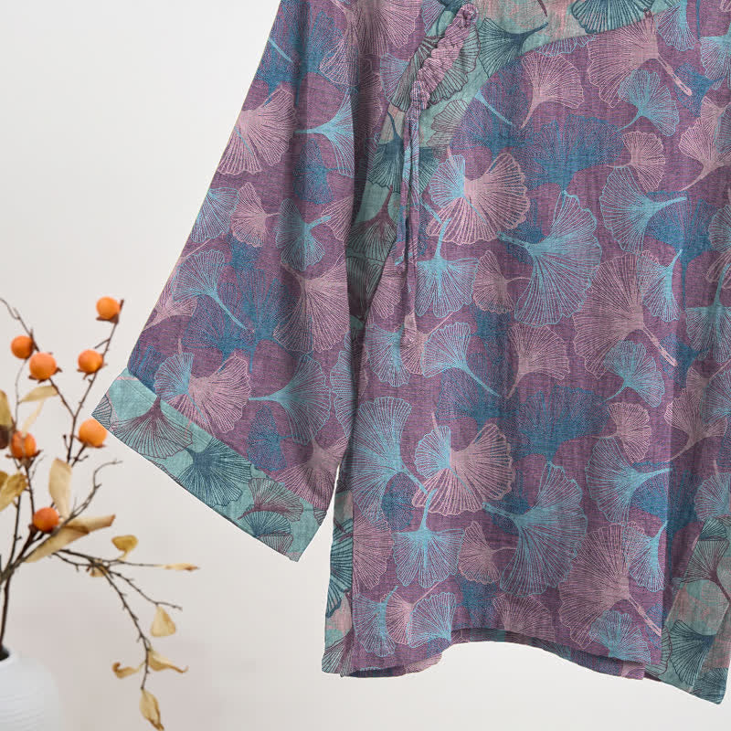 Pyjama-Set im chinesischen Stil mit Ginkgoblatt - image 9