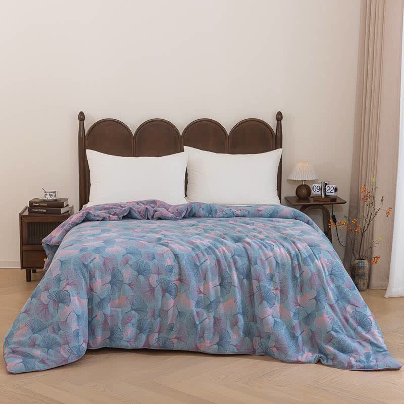 Wendbare Tagesdecke aus Baumwollgaze mit Ginkgoblatt-Motiv - image 12