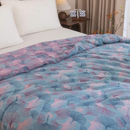 Wendbare Tagesdecke aus Baumwollgaze mit Ginkgoblatt-Motiv - image 9