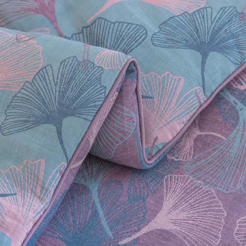 Wendbare Tagesdecke aus Baumwollgaze mit Ginkgoblatt-Motiv - image 17