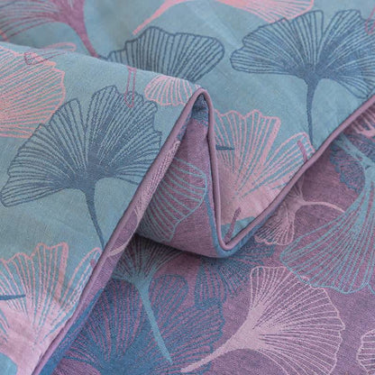 Wendbare Tagesdecke aus Baumwollgaze mit Ginkgoblatt-Motiv - image 17