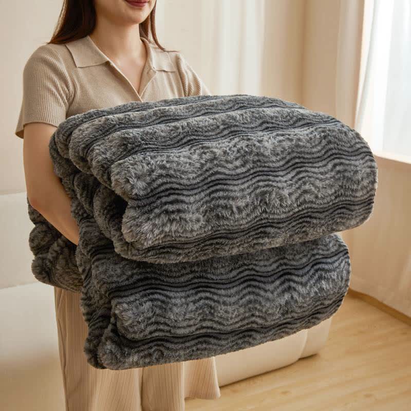 Weiche, flauschige Plüschdecke mit Wellenmuster - Dunkelgrau - 79" x 91" - image 31