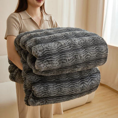 Weiche, flauschige Plüschdecke mit Wellenmuster - Dunkelgrau - 79" x 91" - image 31