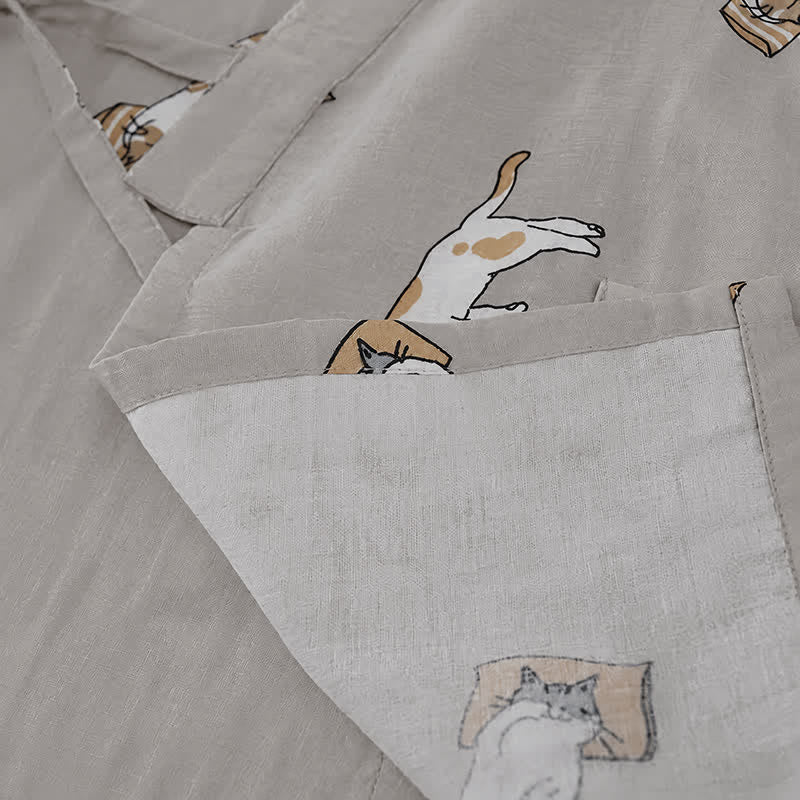 Partner-Kimono aus Baumwolle mit Katzenmotiven - image 5