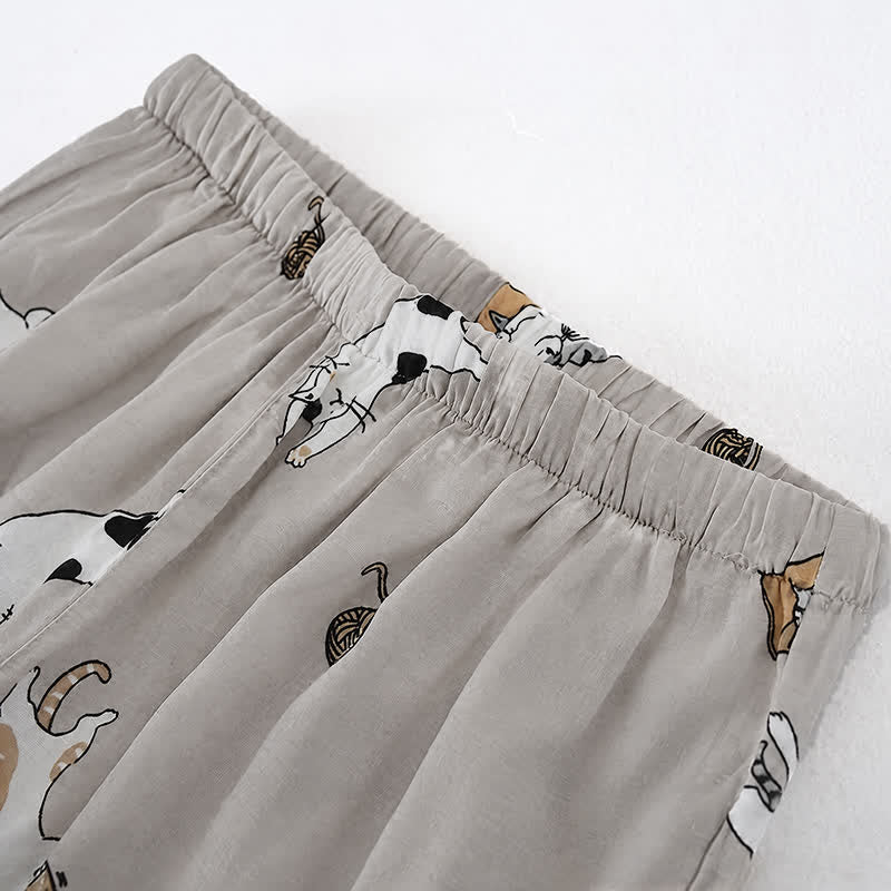 Partner-Kimono aus Baumwolle mit Katzenmotiven - image 4