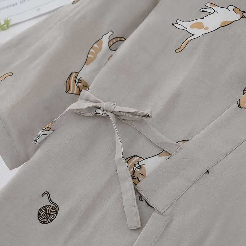 Partner-Kimono aus Baumwolle mit Katzenmotiven - image 7