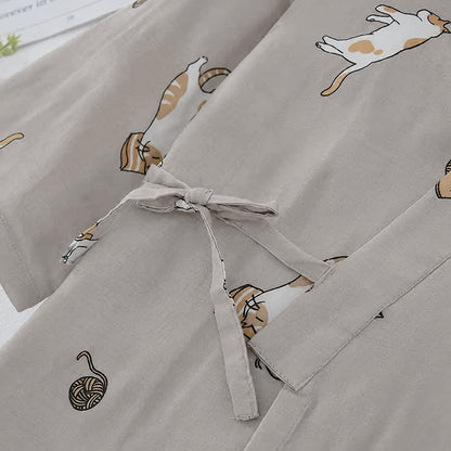 Partner-Kimono aus Baumwolle mit Katzenmotiven - image 7