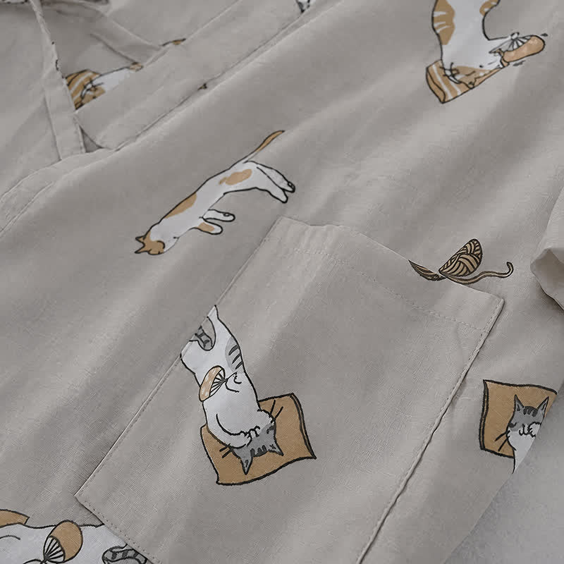 Partner-Kimono aus Baumwolle mit Katzenmotiven - image 6