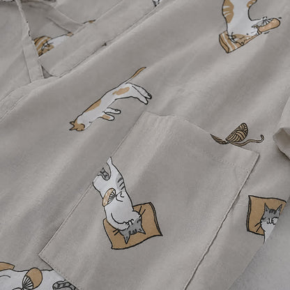 Partner-Kimono aus Baumwolle mit Katzenmotiven - image 6