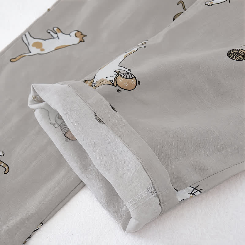 Partner-Kimono aus Baumwolle mit Katzenmotiven - image 8