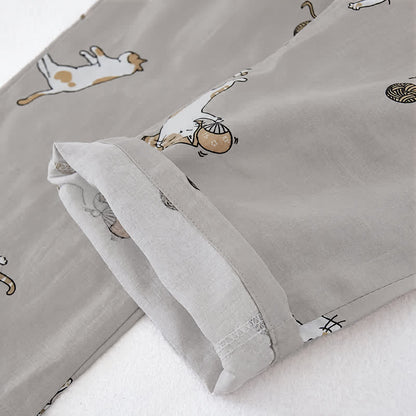 Partner-Kimono aus Baumwolle mit Katzenmotiven - image 8