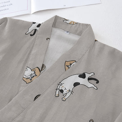 Partner-Kimono aus Baumwolle mit Katzenmotiven - image 9