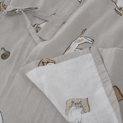 Partner-Kimono aus Baumwolle mit Katzenmotiven - image 10