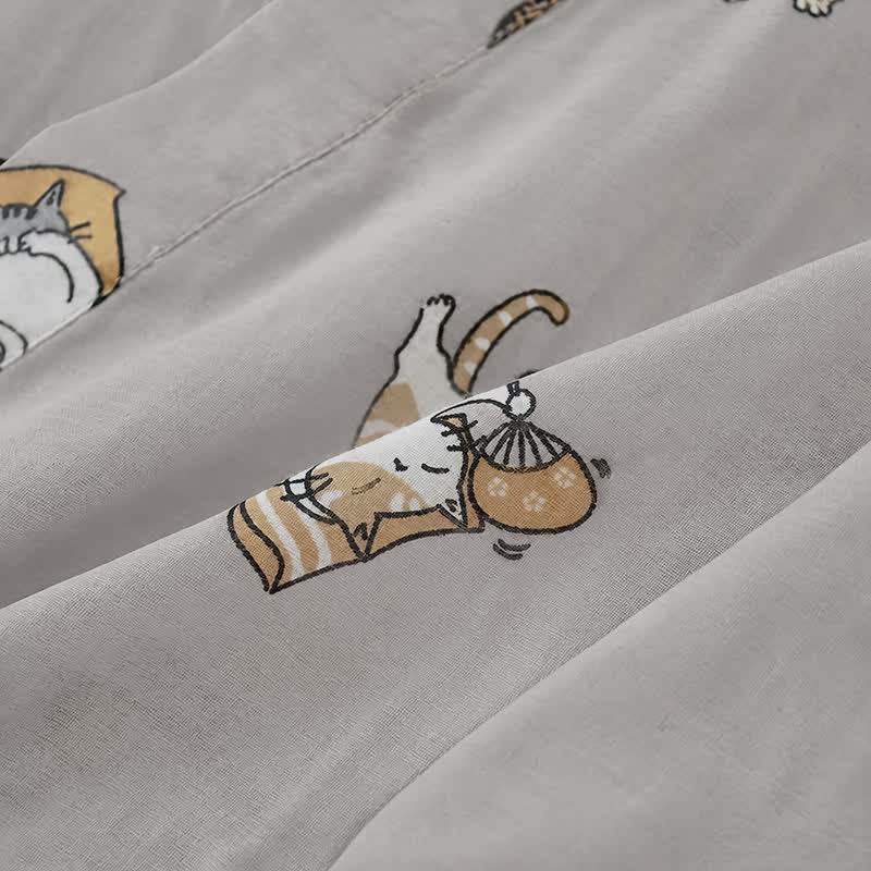Partner-Kimono aus Baumwolle mit Katzenmotiven - image 14
