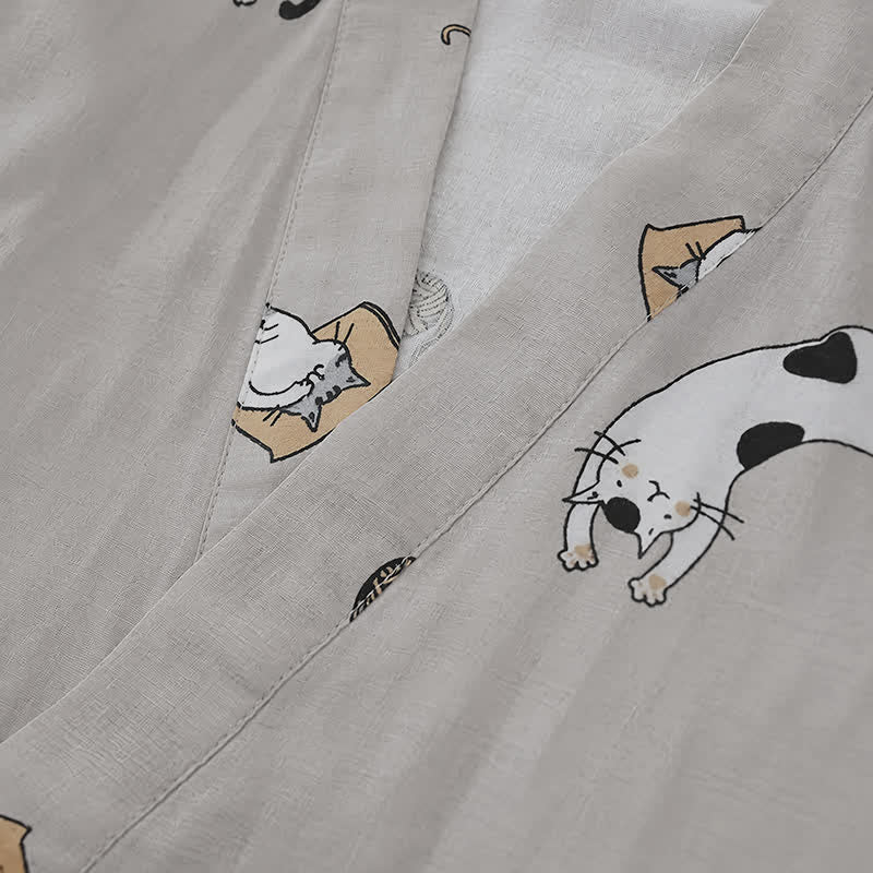 Partner-Kimono aus Baumwolle mit Katzenmotiven - image 12