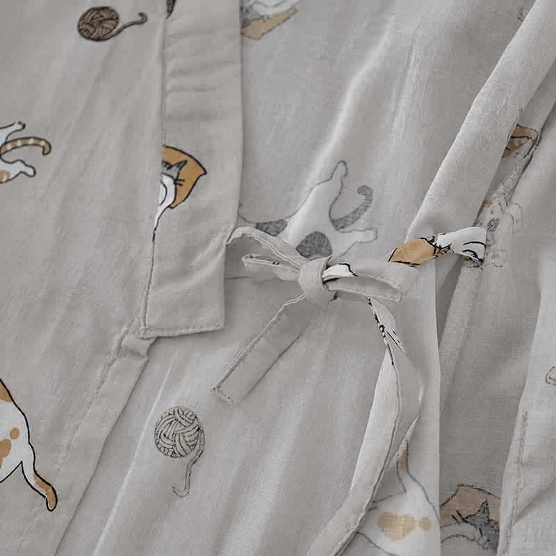 Partner-Kimono aus Baumwolle mit Katzenmotiven - image 16