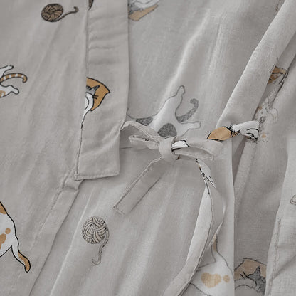 Partner-Kimono aus Baumwolle mit Katzenmotiven - image 16